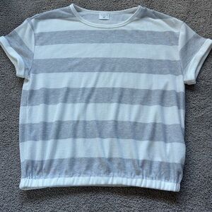 Abercrombie Kids Gray and White Striped Tee